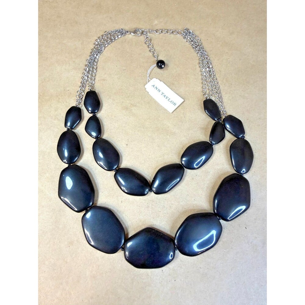 Ann Taylor Chunky Black Statement Necklace | Bold, Vintage Inspired, 80s - NEW
